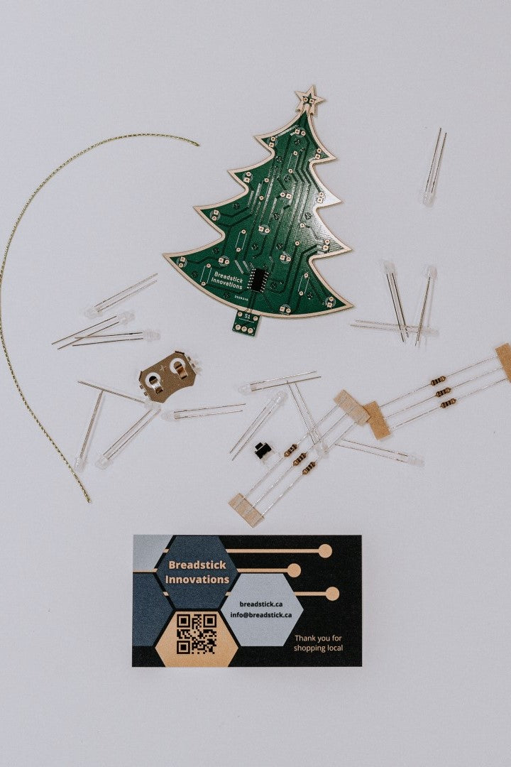 Christmas Tree DIY Kit - LED ornament with battery - Breadstick Innovations