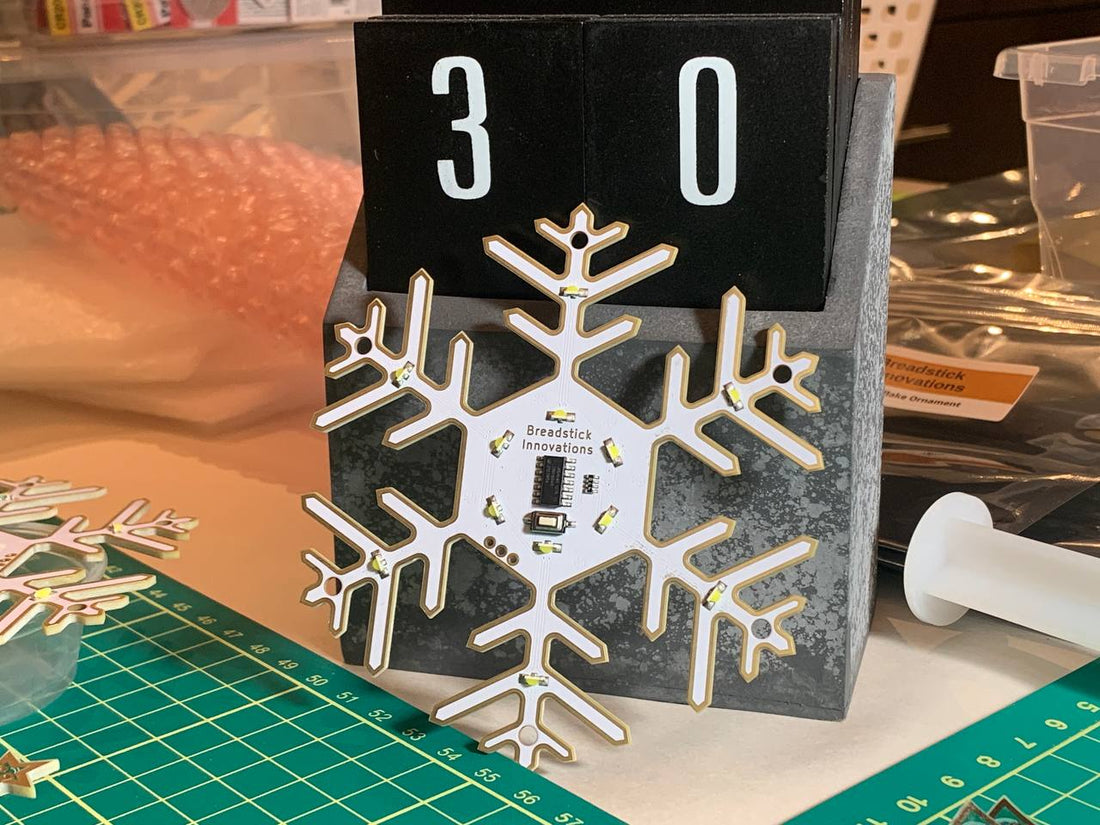 A snowflake LED ornament