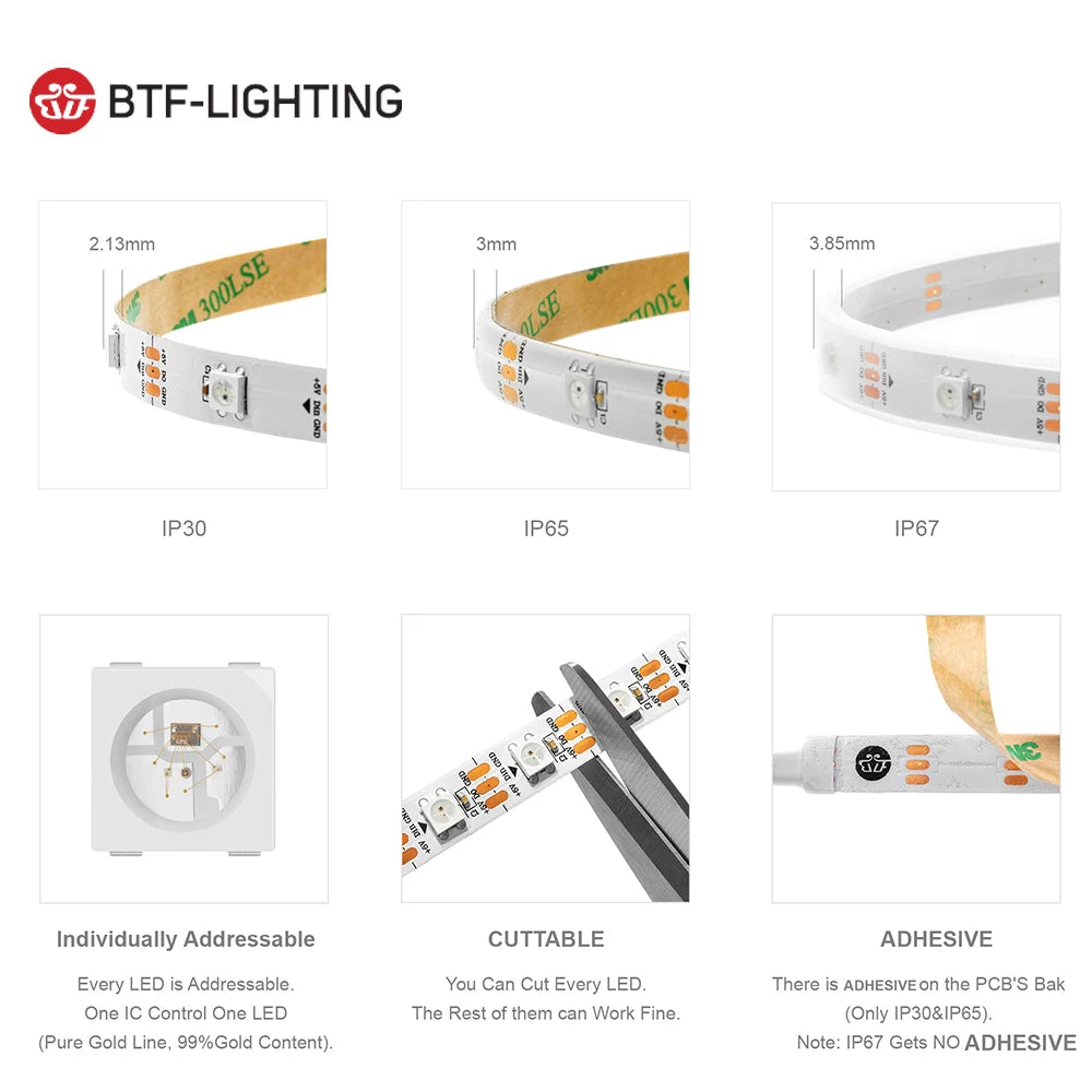 WS2812B Individually Addressable RGB 5V LED Strip Light