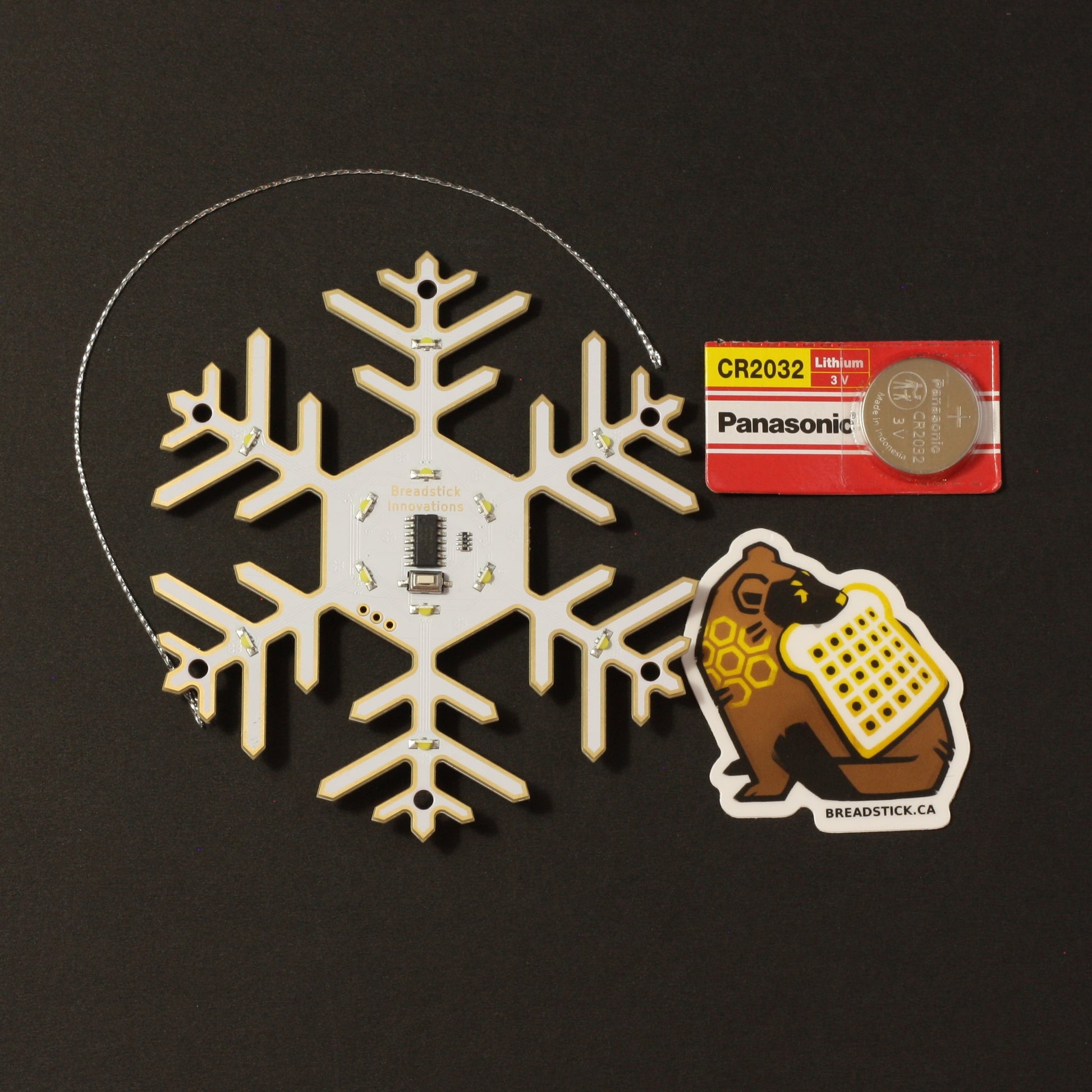 Snowflake - LED ornament with battery - Breadstick Innovations